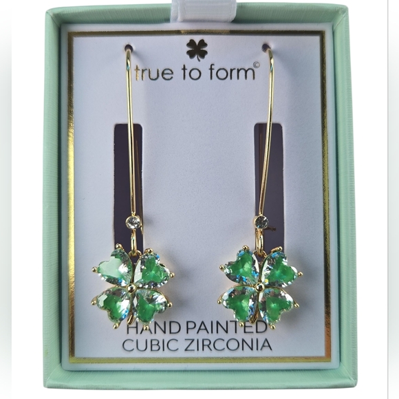 True To Form Jewelry - Four Leaf Clover Cubic Zirconia Earrings